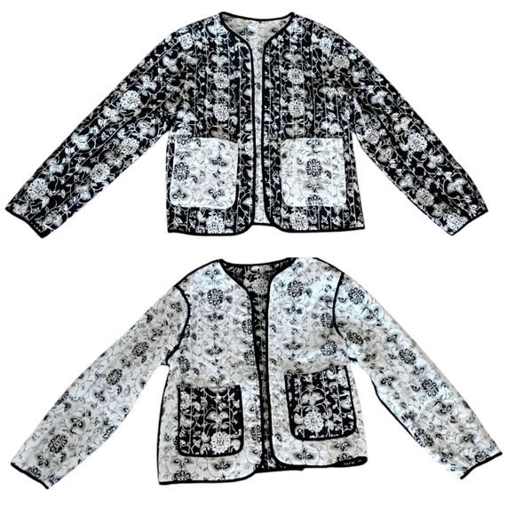 Tulip Reversible Quilted Jacket Womens XL Cottagecore Bohemian Boho Quiet Luxury - Picture 1 of 9